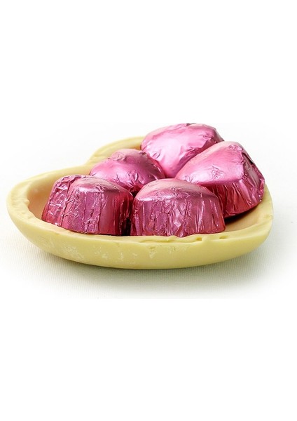 Nin Chocolate Fildişi Figür Tabanlı Pembe Kalp Çikolata