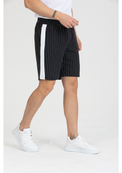 Erkek Basic Şerit Detaylı Çizgili Şort modelleri