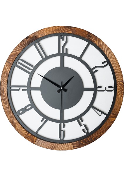 Muyika Bunnela Rakamlı Metal Ahşap Çerçeveli Dekoratif Siyah Duvar Saati 55X55CM Mds-50 fırsatları