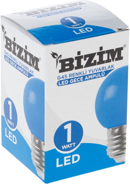 Gece Lambası Ampulü LED Yuvarlak Mavi 1W G45/M 2852 2853