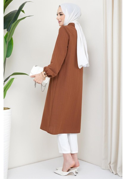 Yazlık Uzun Pamuklu Tunik Kahverengi indirimleri