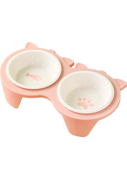 Kapalı Kediler Için Kedi Maması Kaseleri Yükseltilmiş Eğik Pembe (Yurt Dışından)
