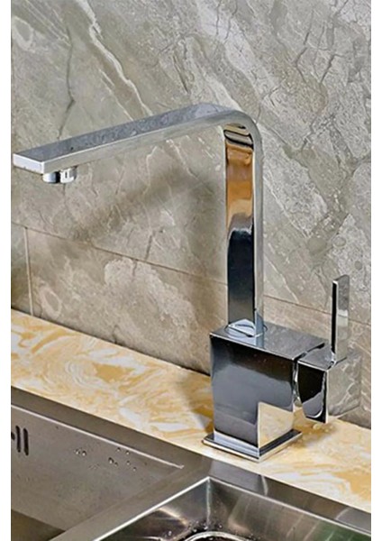 Kuğu Kare Mutfak Evye Bataryası Mix Sıcak Soğuk Su Çıkışlı