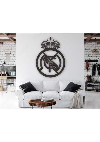 LandiWork Real Madrid Logolu Duvar Tablosu, Real Madrid Ahşap Duvar Dekorasyonu