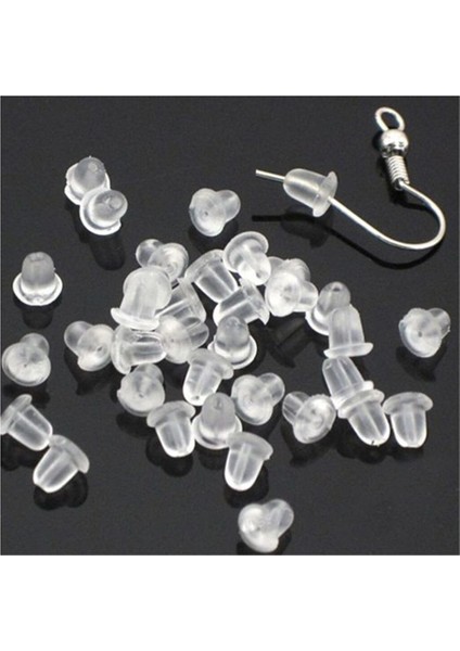 100 Adet (50 Çift) - 5x5 mm Plastik Küpe Pistonu, Küpe Arkalığı