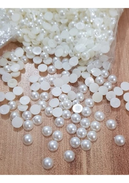 Yarım İnci Süsleme 8mm Beyaz Renkli 100 Adet Şık Dekoratif Malzeme