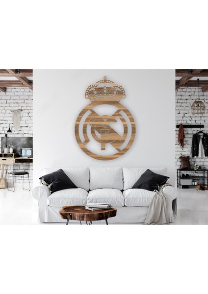 LandiWork Real Madrid Logolu Duvar Tablosu, Real Madrid Ahşap Duvar Dekorasyonu