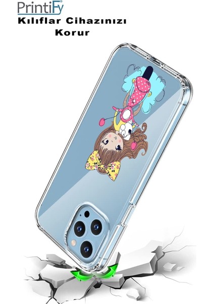 Apple iPhone 14 Pro Uyumlu Kapak Vespagirl Tasarımlı Şeffaf Silikon Kılıf modelleri