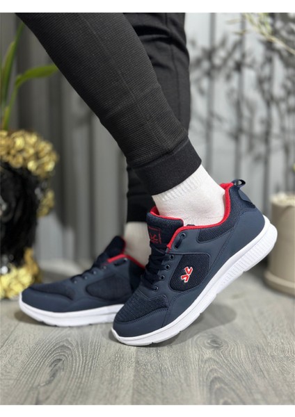 Erkek Spor Hafif Anorak Lacivert Kırmızı Yazlık Sneaker