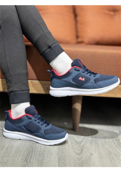 Erkek Spor Hafif Anorak Lacivert Kırmızı Yazlık Sneaker