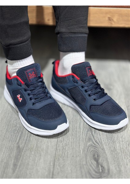 Erkek Spor Hafif Anorak Lacivert Kırmızı Yazlık Sneaker