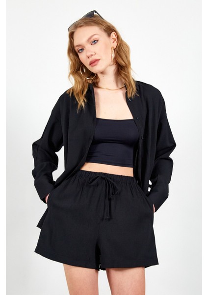 Siyah Şalaş Kadın Gömlek modelleri