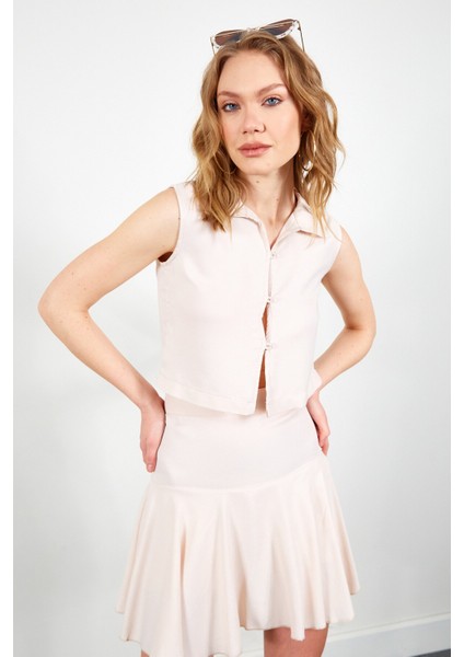 Taş Crop Kadın Gömlek