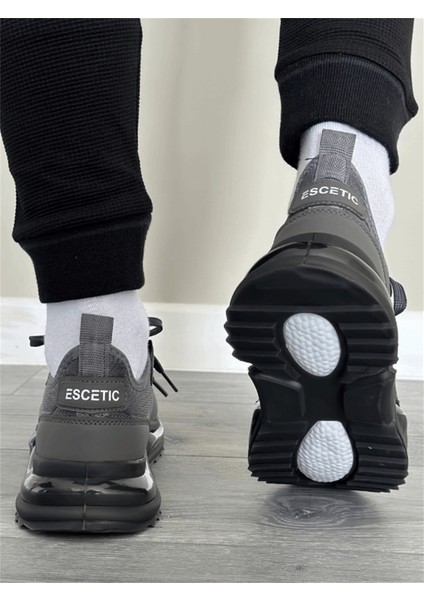 Erkek Spor, Jel Taban, Nefes Alabilen Anorak Gövde, Koyu Gri Sneaker, Spor Ayakkabı