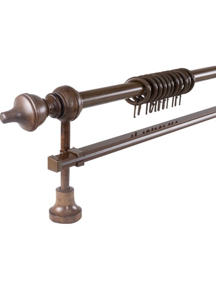 Demonte Modern Başlıklı Ceviz Ahşap Rustik Perde Askısı - Tek Raylı fiyatları