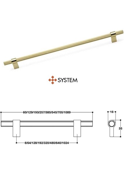 320MM Gl Gold Altın Renk Kulp SY8990 0320 Gl-Gl