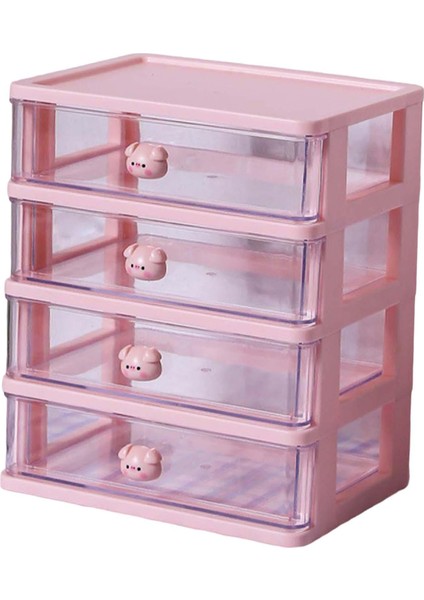 Masaüstü Çekmece Organizatör Makyaj Tutucu Takı Dolabı Yurt Banyo 4 Çekmeceler Pembe (Yurt Dışından) fırsatları