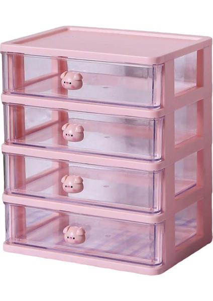 Masaüstü Çekmece Organizatör Makyaj Tutucu Takı Dolabı Yurt Banyo 4 Çekmeceler Pembe (Yurt Dışından) indirimleri