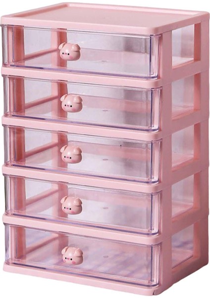 Masaüstü Çekmece Organizatör Makyaj Tutucu Takı Dolabı Yurt Banyo 5 Çekmeceler Pembe (Yurt Dışından) fiyatları