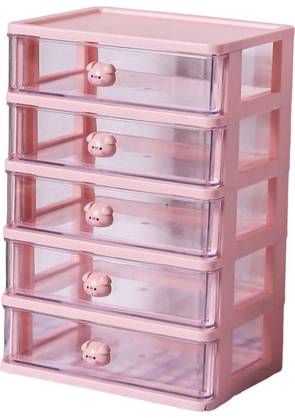 Masaüstü Çekmece Organizatör Makyaj Tutucu Takı Dolabı Yurt Banyo 5 Çekmeceler Pembe (Yurt Dışından) fırsatları