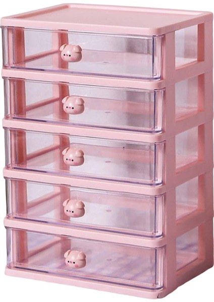 Masaüstü Çekmece Organizatör Makyaj Tutucu Takı Dolabı Yurt Banyo 5 Çekmeceler Pembe (Yurt Dışından) indirimleri