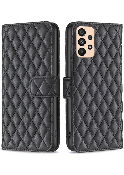 Samsung Galaxy A33 5g Bf Style-14 Için Binfen Renk Baskılı Rhombus Desen Manyetik Toka Kılıf Stand Mat Pu Deri Cüzdan Kapağı (Yurt Dışından)