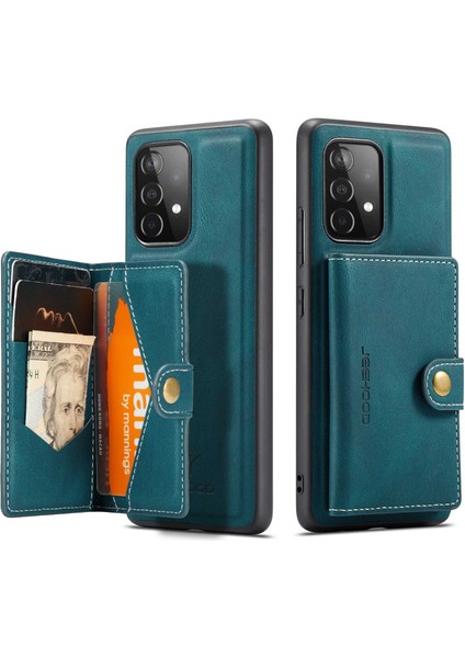 Samsung Galaxy A73 5g Söndürülebilir Pu Deri Kaplamalı Tpu Kasa Anti Kickstand Cüzdan Telefon Kapağı (Yurt Dışından)