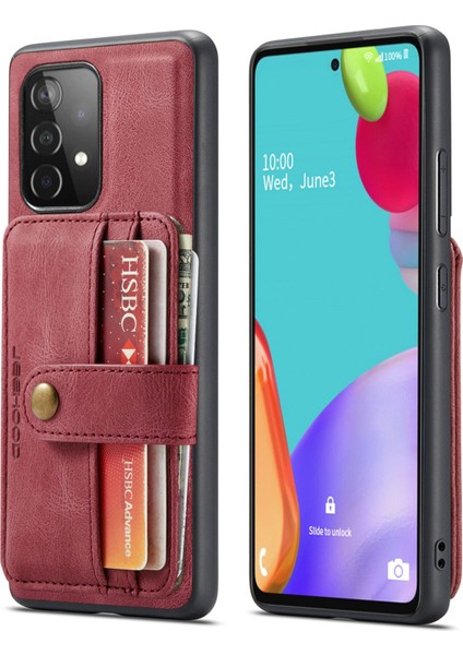 Samsung Galaxy A73 Için 5g Rfıd Engelleme Çıkarılabilir Çıkarılabilir 2'si-1 Bir Arayla Fall Anti-Cüzdan Tasarım Deri Kaplamalı Tpu Telefon Kılıfı Kabuğu (Yurt Dışından)