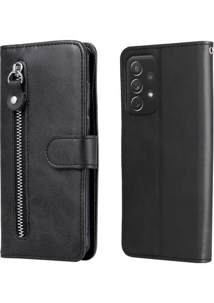 Fermuarlı Cep Tasarım Pu Deri Telefon Kasası Para Tutucu Cüzdan Standı Stant Katlama Çantası Samsung Galaxy A73 5g (Yurt Dışından)