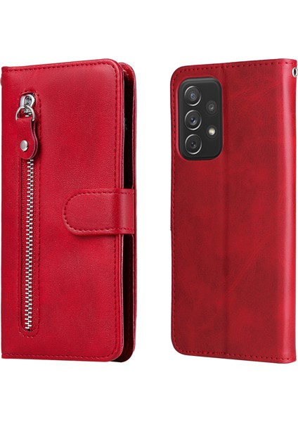 Fermuarlı Cep Tasarım Pu Deri Telefon Kasası Para Tutucu Cüzdan Standı Stant Katlama Çantası Samsung Galaxy A73 5g (Yurt Dışından)