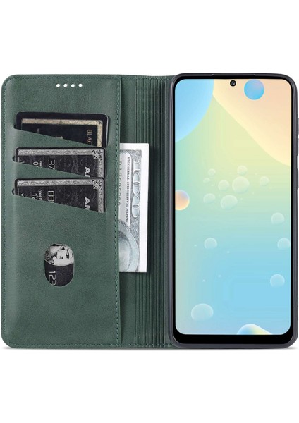 Samsung Galaxy A73 Için Azns 5g Katlanabilir Stand Dokulu Deri Telefon Kılıfı Manyetik Otomatik Absorbed Anti-Fall Anti Koruyucu Cüzdan (Yurt Dışından)