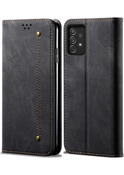 Kot Kumaş Doku Pu Deri Kasa + Tpu Iç Kabuk Cüzdan Standı Samsung Galaxy A73 5g Için Cep Telefonu Koruyucu Kapak (Yurt Dışından)