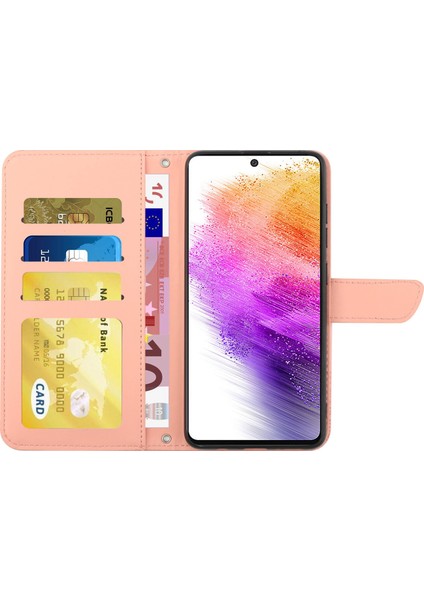 Samsung Galaxy A73 5g Iyi Korunmuş Akıllı Telefon Kasası Için, Cilt Dokunuşu Pu Deri Kelebek ve Çiçek Baskısı Desenini Destekleyen Stant Cüzdanı Telefon Kapağı Omuz Askısı ile (Yurt Dışından) indirimleri