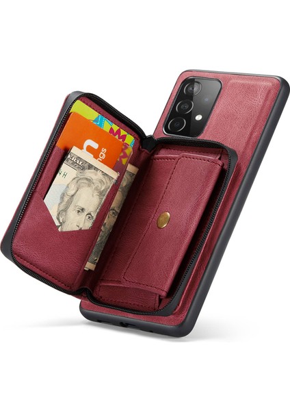 Samsung Galaxy A73 5g Söndürülebilir 2'si 1'ör Kılıfı Manyetik Fermuar Cüzdan Deri Kaplamalı Tpu Kickstand ile (Yurt Dışından) indirimleri