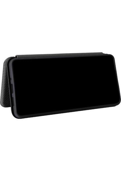 Karbon Fiber Doku Kart Tutucu Telefon Kılıfı Katlanabilir Stand Pu Deri Kapak Samsung Galaxy A73 5g (Yurt Dışından)