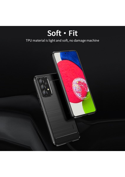 Mofı Karbon Fiber Doku Fırçalanmış Yüzey Tpu Telefon Kılıfı Samsung Galaxy A53 5g Için Kazanmaya Dayanıklı Koruyucu Kapak (Yurt Dışından)