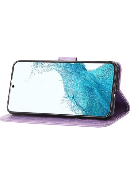 Samsung Galaxy A73 Için 5g Kelebek Çiçeği Baskılı Cüzdan Telefon Kılıfı Pu Deri Folio Flip Kapak Stand/kayış (Yurt Dışından)