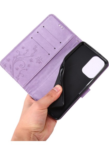 Samsung Galaxy A73 Için 5g Kelebek Çiçeği Baskılı Cüzdan Telefon Kılıfı Pu Deri Folio Flip Kapak Stand/kayış (Yurt Dışından)