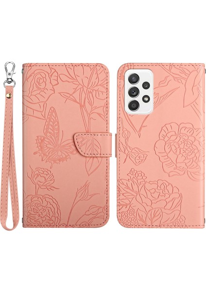 Samsung Galaxy A73 Için 5g Baskılı Kelebek Pu Pu Deri Deri Cüzdan Kılıf Manyetik Folio Stand Cilt Touch Telefon Kapağı El Kayışı ile (Yurt Dışından)