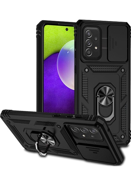 Samsung Galaxy A73 5g Kamera Koruma Kılıfı Yumuşak Tpu + Sert Pc Hibrit Tasarım Şok Emilim Koruyucu Kapak Dönen Halka Kickstand (Yurt Dışından)