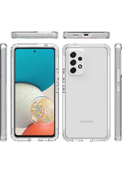 Samsung Galaxy A53 5g Için 3-1 Arada Pc+Tpu Hibrit Kılıf, Pet Ekranı Koruyucu ile Gradyan Iyi Korumalı Şok Geçirmez Cep Telefonu Kapağı (Yurt Dışından)