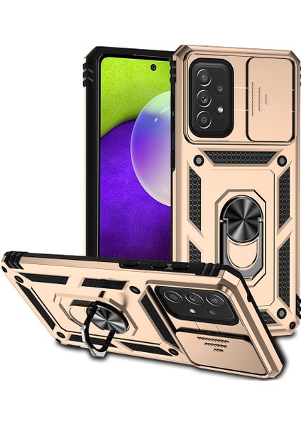 Samsung Galaxy A73 5g Kamera Koruma Kılıfı Yumuşak Tpu + Sert Pc Hibrit Tasarım Şok Emilim Koruyucu Kapak Dönen Halka Kickstand (Yurt Dışından)