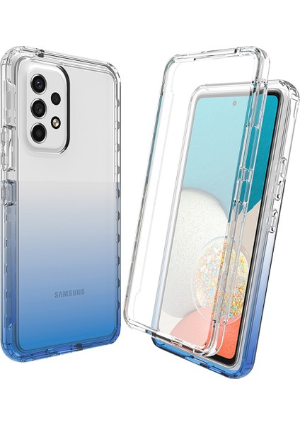 Samsung Galaxy A53 5g Için 3-1 Arada Pc+Tpu Hibrit Kılıf, Pet Ekranı Koruyucu ile Gradyan Iyi Korumalı Şok Geçirmez Cep Telefonu Kapağı (Yurt Dışından)