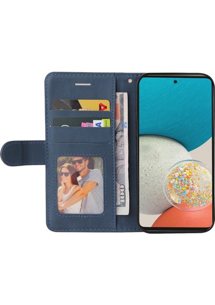 Çift Renkli Ekleme Pu Deri Koruyucu Kasa Cüzdan Standı Samsung Galaxy A53 5g Için El Kayışı ile Cep Telefonu Kapağı (Yurt Dışından)