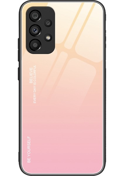 Samsung Galaxy A53 Için 5g Kırmızı Dayanıklı Koruyucu Kabuk Gradyan Renk Temsilli Cam Geri + Yumuşak Tpu Kenar Telefon Kılıfı (Yurt Dışından)