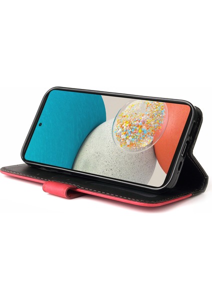 Renk Ekleme Stand Cüzdan Fonksiyonu Pu Deri Kılıf Telefon Kapağı Samsung Galaxy A53 5g Için Bilek Kayışı ile (Yurt Dışından)