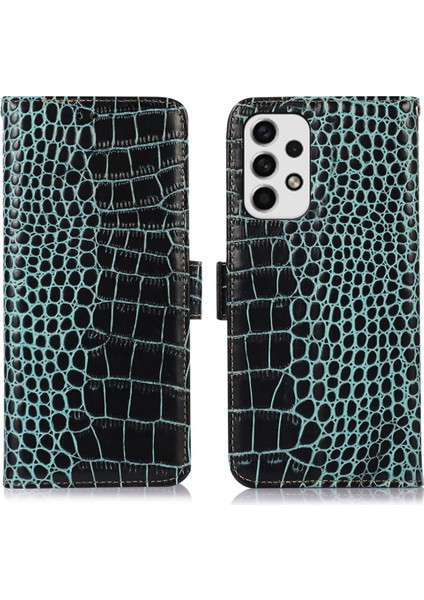 Samsung Galaxy A53 5g Timsah Doku Rfıd Engelleme Orijinal Cowhide Cüzdan Telefon Kapağı, Stand Manyetik Flip Folio Kılıf (Yurt Dışından)