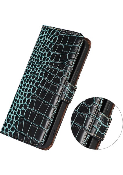 Samsung Galaxy A53 5g Timsah Doku Rfıd Engelleme Orijinal Cowhide Cüzdan Telefon Kapağı, Stand Manyetik Flip Folio Kılıf (Yurt Dışından) fiyatları