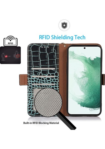 Samsung Galaxy A53 5g Timsah Doku Rfıd Engelleme Orijinal Cowhide Cüzdan Telefon Kapağı, Stand Manyetik Flip Folio Kılıf (Yurt Dışından) indirimleri