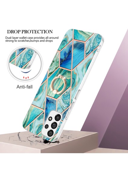Samsung Galaxy A53 Için 5g Yb Imd Serisi-7 Mermer Desen Bump Kanıtı Tpu Kılıfı, Yüzük Kickstand Telefon Kapağı Elektrokaplatma Imd Koruyucu Kabuk (Yurt Dışından) fiyatları